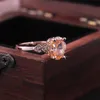 Wedding Rings Eternal Ring With Champagne Oval Cutting CZ Prong Setting Rose Gold Color Luxury Engagement For WomenWedding