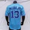 Ronald Acuna Acua Jr Jersey Vintage 150th 2021 ASG Patch Baby Azul Branco Pullover Branco Mulheres Red Fãs de Creme Navy Black Size S-3xl