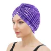 Nowe kobiety Ruffle Węzeł turban muzułmański hidżab szalik Paisley głowa głowa elastyczne Indie Hat Bonnet Chemo Hats Turbante Hair Akcesoria