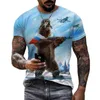Camiseta de verano para hombres Fierce Animal Wolf Estampado Fashion Street Tendencia personalidad cómoda Harajuku Casual Loose de gran tamaño L220613