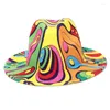 Berretti Unisex Cappello Fedora Moda Tie Dyed Lady Bombetta Stampa Cappelli stile britannico Per donna Uomo Panama Cap 2022 Berretti Wend22