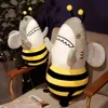 Funny Shark Bee Cuddle Stuffed Soft Shark Bee Pop Ornamental Cushion ldren Toys Birthday Christmas Gift J220729