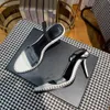 Tasarımcı Yüksek Topuk Elbise Ayakkabı Rhinestones Crystal Bowknot Saten Yaz Lady Boncuk Ayakkabı Kadınlar İçin Gerçek Deri Partisi Balo 9cm Topuklar