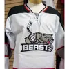 MThr vintage rare 2017 Personnaliser ECHL Brampton Beast Hommes Femmes Enfants Broderie Blanc Noir Haute qualité Maillots de hockey pas cher Goalit Cut