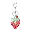 Anpassade nyckelkedjor Creative New Acrylic Transparent Rhinestone Fruit Series Key Chain Gift Pendant Women's Bag Accessories