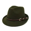 Berets OZyc Europäischer US-Wollfilzhut Cowboy-Jazz-Kappe Trend Trilby Fedoras Panama Chapeau mit Lederband für Männer WomenBerets