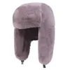 Berets unisex zimowy ciepły kapelusz na earflapa traper rosyjska zagęszcza podszewkę śniegu wiatroodporne stałe czapki kolorowe bombowce delm22