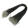 Colar de couro preto Colar de colar de cordão corda de corda de corda de corda 45cm Corrente de extensor com chapas de lagosta jóias diy makin258f