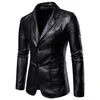 Spring Autumn Fashion Men's Casual Lapel Leather Dress Suit Coat Male Fashion Business Casual Pu Blazers Jacket 220812