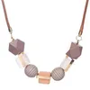 Choker Chokers Models Wood Round Beaded Pendant Necklace Trendy Sweater Chain Geometric Jewelry Accessories For WomenChokers