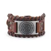 Charm armband viking vegvisir kompass armbanden nordiska runor odin symbol wrap äkta läder män smycken tillbehör raym22