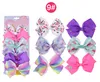 5 Inches Hair Bows for Girls Grosgrain Ribbon Bow with Alligator Clips striped Rainbow Mermaid HairBow