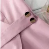 Pantalones de dos piezas para mujer Moda de gama alta Formal de negocios Chaqueta delgada y ropa de trabajo para damas de oficina Trajes rosados Mujeres de manga corta de verano para mujeres