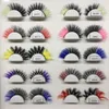 3D Color False Lashes 20mm Natural Long Colorful Eyelashes Dramatic Makeup Fake Lash Party Colored Lashes for Cosplay Halloween