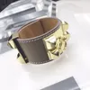 Hochwertiges Nieten-Collier-Armband aus echtem Leder für Damen aus Glattleder