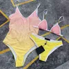 Women Designer Swimwear Summer Sexy Bikins Womens Ladies Trendy Gradient Swimsuit Beach One Piece 4 Styles