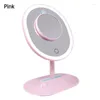 Compact Mirrors 1X/5X Magnification USB Charging Touch Dimming Makeup Mirror Lamp Gifts Magnifying Cosmetic LED Es Pejo De Maquillaje Pink W