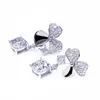 Baumeln Kronleuchter Tianyu Gems Damen 925 Silber Tropfenohrringe 8x8mm Kissen Weißer Moissanit Diamanten Kleeblatt Klassischer Hochzeitsschmuck GeschenkeD