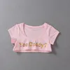 Summer Tak Daddy Letter Print T Shirt Kobiety seksowne topy z uprawy krótkiego rękawu koszule 220506