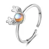 Bröllopsringar toppkvalitet silverpläterad ring för kvinnor smycken charms månsten hjort design flickor guld brud bijou rita22
