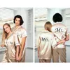 Персонализированная пара пижама медовый месяц подарок подарки на заказ пижамы жених жених юбилейные подарки атласные пижамы с именами 220621
