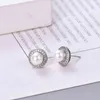 Earring Dy Diamond Studded Pearl Earrings Women Fashion Versatile Platinum Plated Black Craft Trend Silver Needle