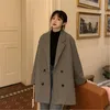 Kadınlar Suits Blazers Vintage Houndstooth Kadın Paltoları 2022 Gelişler Bahar Kadın Paltoları Kalın Sıcak Gevşek Büyük Boyu Dış