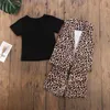 Emmababy Summer Toddler Baby Girl 3PCS Vestiti Outfit Senza maniche Leopard Shirt Top T Shirt Pantaloni corti Set 220620
