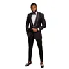 Мужские костюмы Blazers Party Black Beaded Men Men Scuxedos One Button Shale Lapel 2 штуки Blazer Made Smart Casual Sward Slim Fit Setmen