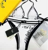 Home Textile Sexy Embroidery Bikini Set Brand Letters Swimwears Designer Metal Chain High Quality Ladies Backless Split Swimsuit bikinis