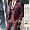 Herrfotografering Koreansk smal kostym Mörkblå Plaid Mäns kostymer Slim Dräkt för män Värdkläder