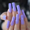 False unhas Super Long Purple Fake unhas Dicas quadradas retas Ferramentas de manicure de salão de salão sólido de cor sólida