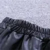 PU-Leder-Shorts für Kinder, Mädchen, Winter, dickes Fleece-Futter, Kunstleder, kurze Kinder, lässig, fest, hohe Taille, elastischer Boden 220707
