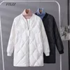 FTLZZ Hiver Femmes Blanc Duvet de Canard Parka Ultra Léger Lâche Zipper Baseball Uniforme Vers Le Bas Veste Femme Casual Long Vers Le Bas Outwear 201127