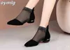Terlik 2022 Yeni Yaz Sandaletleri High Adeps Kadın Ayakkabı Siyah Dantel Ayak Bileği Çiçeği Düşük Topuk Fermuar Çiçekleri Sıradan 220329