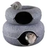 Cat Toys Donut Tunnel Bed Pets House Natural Felt Cave Redonda de Lã redonda para cães pequenos Play interativo TOYCAT