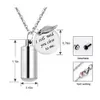 Stainless Steel Cremation Jewelry Cylinder Ashes Urn Pendant Necklaces with Angel Wing Round Card for Your Love