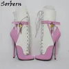 Sorbern Double Locks Ankle Boots For Women Ballet High Heel Stilettos bdsm Shoes Crossdresser Custom Colors