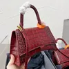 Hourglass Bag Tote Bags Shoulder Cross Body Handbag Women Genuine Leather Crocodile Pattern Hardware Letter Buckle Flap Purse Removable Strap Wallet