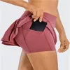 Ioga feminina rápida seca de tênis esportivo de tênis de tênis de vôlei shorts de vôlei com cintura plissada esportes esportes de ginástica roupas mulheres correndo com moda com zíper