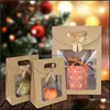 Gift Wrap 2Pcs Clear Window Kraft Paper Bags For Packing Food Candy Cookie Popcorn Bag Xmas Wedding Birthday Party Packaging Supplies Drop D