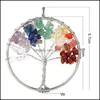 Charms Jewelry Findings Components 7 Chakra Stone Tree Of Life Handmade Wire Wrapped Pendants For Fashion Colorf Charm Jew Dh8Wv