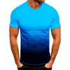 Summer Men T-shirts Short Sleeve Gradient Patchwork T Shirt Mens Casual O-Neck Tshirt Elastic Fitness Tops Male Fashion Clothing CX220421