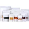 White Kraft Paper Mylar Doypack Bag Food Tea Snack Package förvaringspåsar Stand Up Packaging SN4341