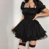 Vestidos de Festa Feminino Gótico Lolita Princesa Minivestido Manga Bufante Cintura Alta Espartilho Linha A Vintage Kawaii StreetwearFesta