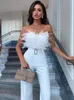 Casual Jurken Hirigin Vrouwen Elegante Lange Jumpsuit Strapless Slash Neck Feather Tube Top Sexy Fashion Party Night Avond 2022 SummerCasual