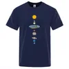 Kosmiska solsystemplaneter trycker man tshirt överdimensionerade lösa kläder vanlig ärm t skjortor manlig mode casual tee shirt 220526
