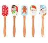 Outils de gâteau de noël manche en bois cuisine Fondant crème spatule Silicone beurre grattoir cuisine outil de cuisson SN6698