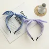 Kaninöron Knutt pannband Böhmen Letter Print Head Hoops Satin Wide Hair Hoop Girls Sweet Headwear Diy Hair Accessories