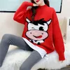 Pulls pour femmes Femmes Chinois Esthétique Vêtements Rouge Bleu Vintage Corps Lâche Kawaii Pulls 2022 Chine Bull Année Pull Femme